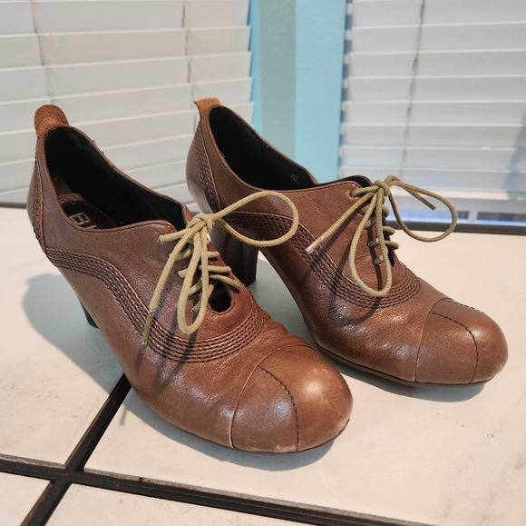 Biviel leather lace-up booties size 7 Brown 3-inch heels - Picture 6 of 10
